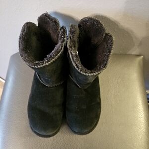 UGG Bailey Suede Sharling Boots Black Womens Size 4 Fur Lined Boots